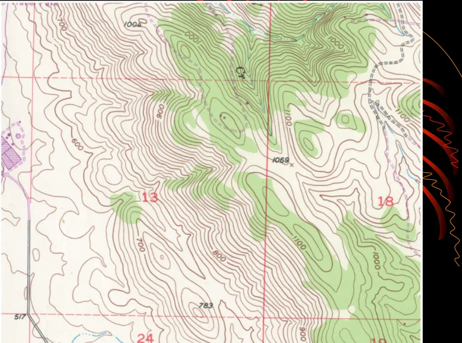 Figure 23.22 Contour lines, curves of constant elevation 