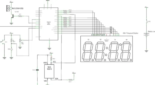 圖 9  以 ATmega328P-PU 晶片設計之校園額溫槍電路圖 