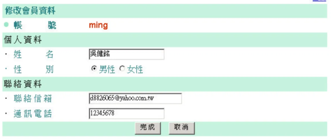 圖 15  資料修改 