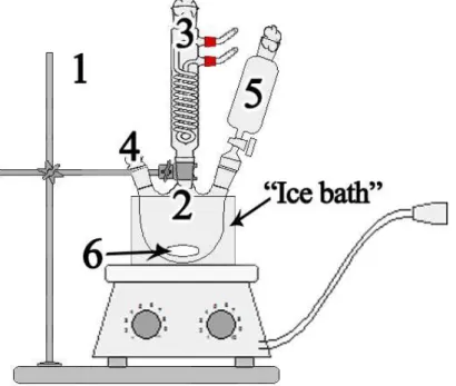 Fig. 1. Set up needed to implement Steps 1-4 of the synthesis. Refer to page 4-5 for the numbers 