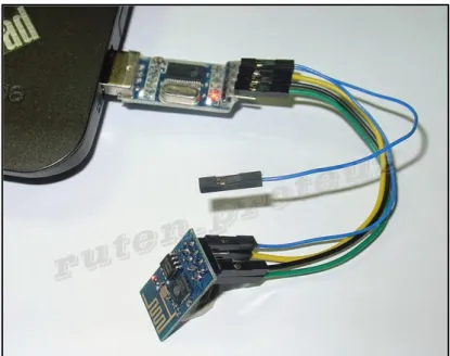 圖 2-18ESP8266 的電源燈亮起  當接線正確時，模組通電的時候就會看到紅燈與藍燈一起亮起，且藍燈會閃 爍之後滅掉只剩下紅燈一直亮著，藍燈只有在通訊時會閃爍！ 13 2.8 PL2303HX  PL2303HX  下載線電路板被包覆在  USB  塑膠殼內,  拆開來可看到裡面有  3.3V  電源接線孔，若需要輸出  3.3V  電源需自行焊線拉出去，ESP8266  會 消耗  200~300mA  左右的電流，而一般下載線即使有 3.3V  電源輸出，但無 法輸出這麼多電流,  所以無法啟動 