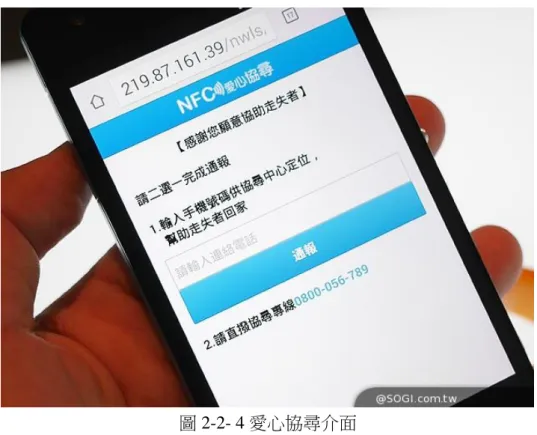 圖 2-2- 4 愛心協尋介面 