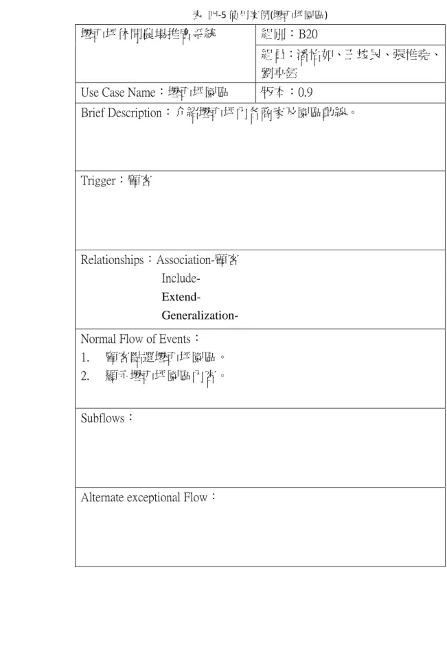 表  四-5 使用案例(壢西坪園區) 