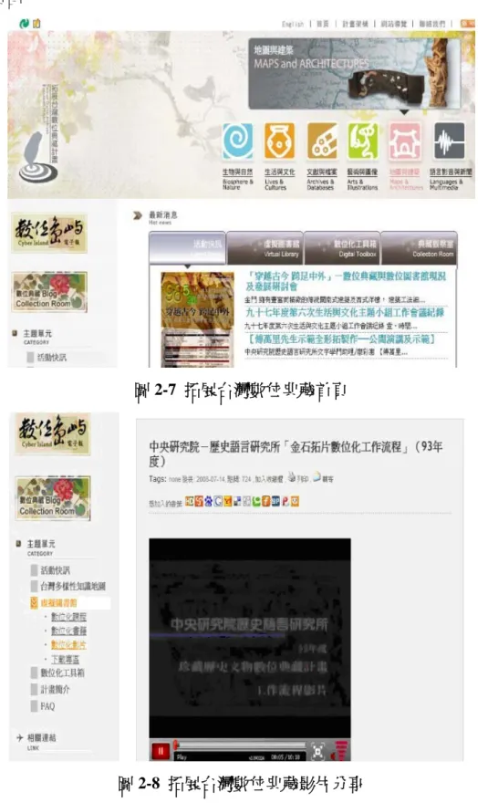 圖 2-7  拓展台灣數位典藏首頁 