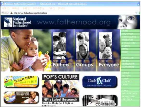 圖 2-5  「美國全國父職倡議組織」（NFI）網站首頁畫面 