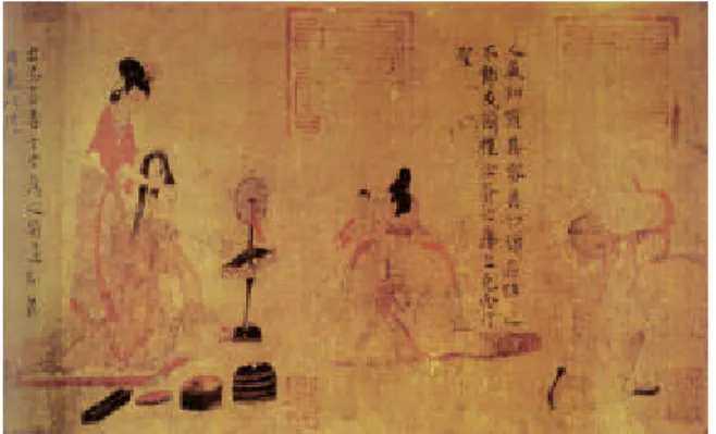 圖 3.4  東晉•顧愷之•女箴史圖  此外，除上述的三元素外，在攝影作品畫面呈現上，亦有下列二個條件可補充說明：  (一)傳神與寫真 許多肖像攝影作品，都是以人物臉部為特寫，描寫被拍攝者臉部各項特徵，而且臉部是最能展現被拍攝者的個人特色與情緒。沒有人的相貌是和別人一模一樣的，即使是雙胞胎也有些許不同，即使是同一人，其相貌也可能因為時間、環境或 心情不同而有所改變，因此，拍攝臉部也 最能表現個人特質的部份。拍攝肖像若能掌握臉部的表情，就能掌握被拍攝者的情 緒、精神、氣質等。  可見在攝影的同時，拍攝者在捕捉