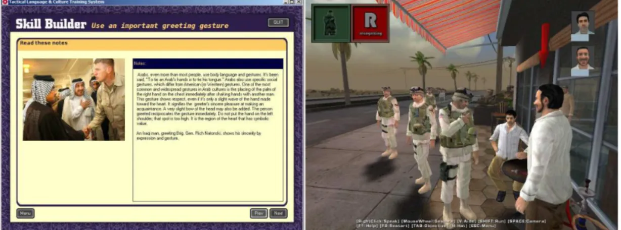 圖 2-9    Tactical Iraqi Skill Builder 以及 Mission Game 截圖 