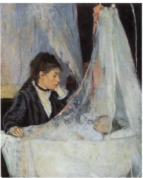 圖 4-3-8，布格羅（Bouguereau） ， 《祈願》， 1865 年 134.5×96.5cm 圖 4-3-9，莫利索（Berthe Morisot） ， 《搖籃》，1872 年 56×46cm 圖 4-3-10，雷諾瓦（Pierre-Auguste Renoir） ， 《第一步》 ，111×80.5cm 圖 4-3-11，雷諾瓦， 《媽媽和小孩》 ，1881 年，121×85.4cm