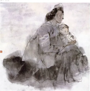 圖 4-3-24，周思聰， 《母子》 ，1983 年，67×67cm 