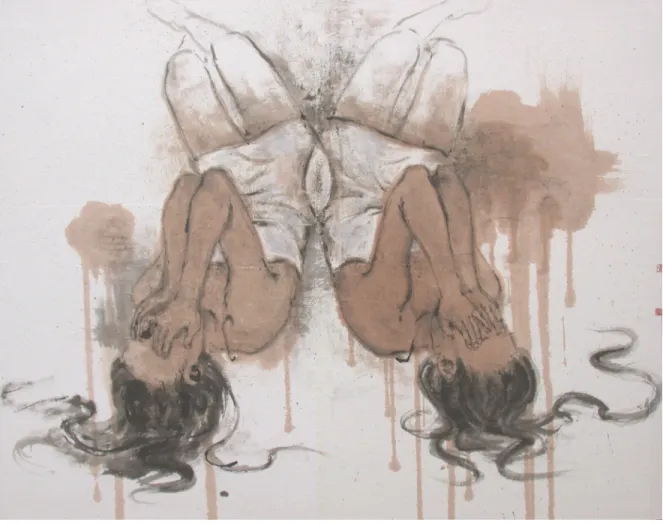 圖 5-1-4  《裂變的人》                  水墨設色、宣紙                          120x150cm                  2007 