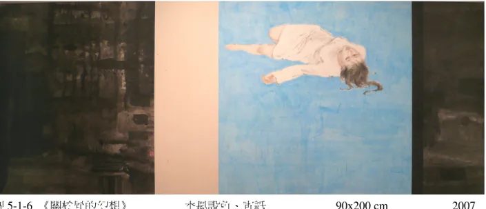 圖 5-1-6  《關於風的幻想》                  水墨設色、宣紙                        90x200 cm                      2007 