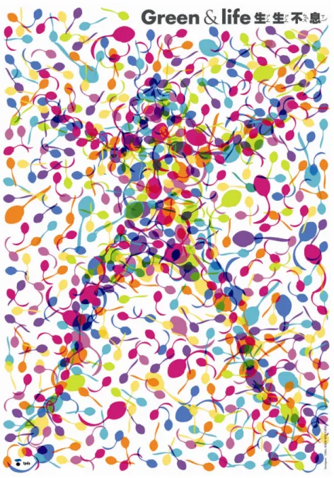 圖 5-28，Green&amp;Life，生生不息，錯視衍生海報，研究者創作(2004)