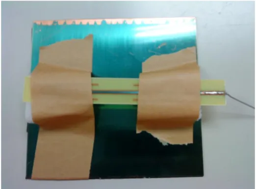 Fig. 4.12 Fabricated of the sleeve dipole antenna array by print circuit board 