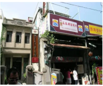 圖 3.72 林永泰興蜜餞店                          圖 3.73 安平老街曲巷              圖 3.74 老街曲巷底又見另一戶人家                    圖 3.75 風獅爺陶塑像                          圖 3.76 風獅爺視覺化吊像                圖 3.77 屋頂陶碗  圖 3.78 泥塑彩繪劍獅                          圖 3.79 泥塑彩繪劍獅               