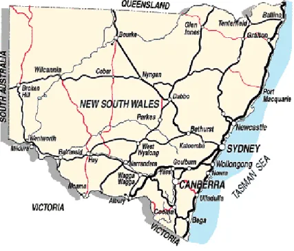 圖 1-2  澳 洲 各 省 及 地 區 分 佈 圖