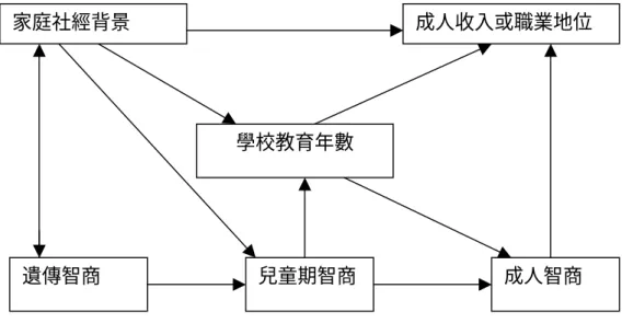 圖 2-1-1  S.Bowles 和 H.Gintis 的徑路分析架構 
