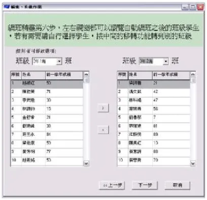Figure 3-9 The user interface of the class management subsystem 