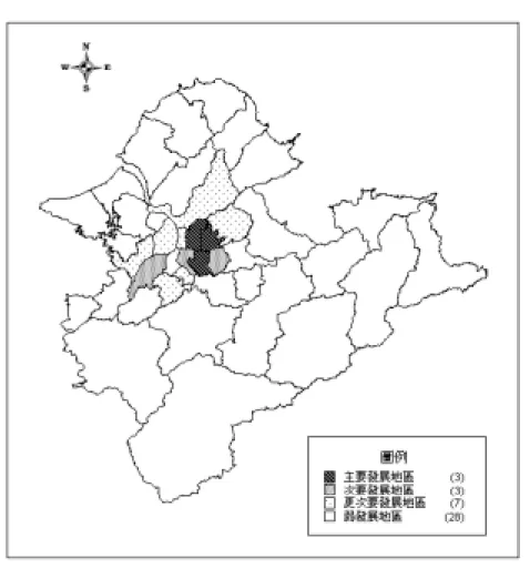 圖 3-5 2001 年台北都會區軟體產業空間分布圖  資料來源：本研究繪製 