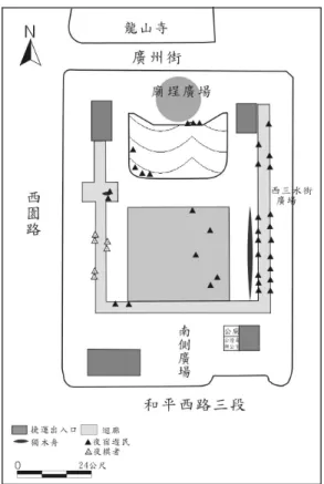 圖 3-12：夏季艋舺公園之夜間活動分布圖