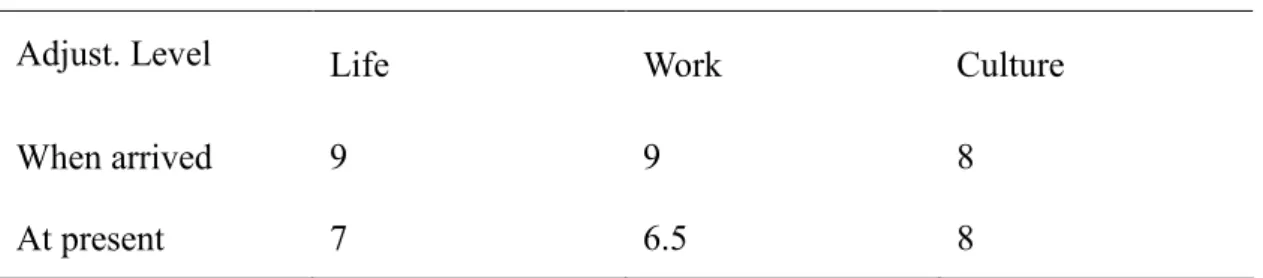 Table 5.6. Self-evaluation in adjustment level _ Case E01  Case: E01 