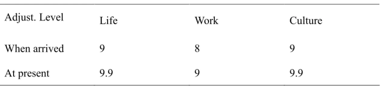 Table 5.3. Self-evaluation in adjustment level _ Case C01  Case: C01 