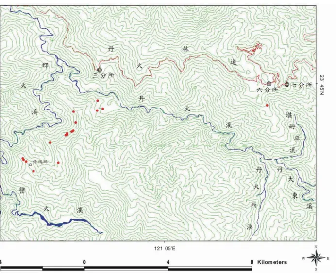 圖 9.  山羊鳴聲出現地點(n=24) 