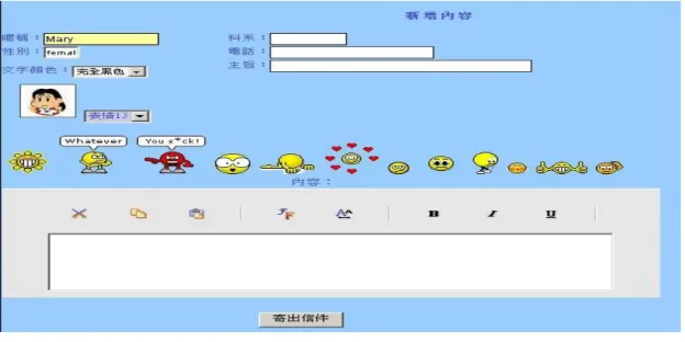 圖 3 電子郵件諮商信件編輯畫面 （三）諮商員評量表-簡式
