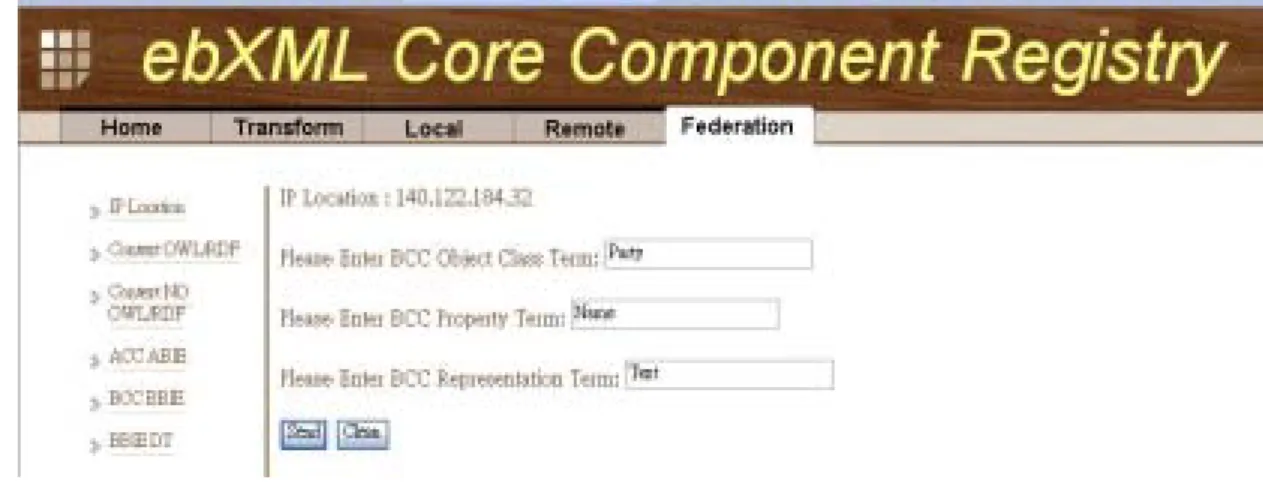 圖 4.17 Federation: BCC BBIE 輸入查詢字彙 