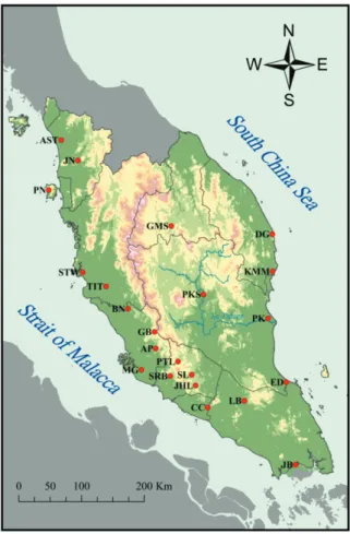 Fig. 1  The locations of meteorological stations used in this study 