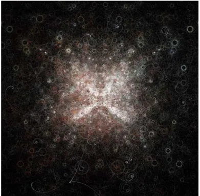 圖 28 - 29  ：Jared Tarbell  運用程式語法所完成的作品創作。（圖片來源：http://levitated.net/bones/boneForm/）