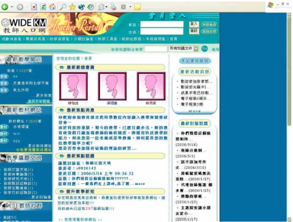 Figure 1 The homepage of WIDE-KM, which displays major functions for teachers.