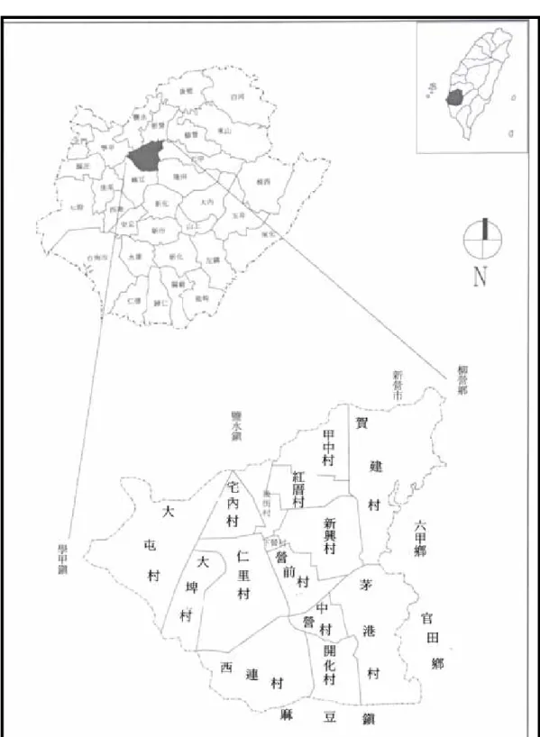 圖 2-2  下營鄉地理位置圖 
