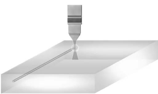 Fig. 3.2 Top view of the channel waveguides which fabricated by the  speed of 5mm/s. 