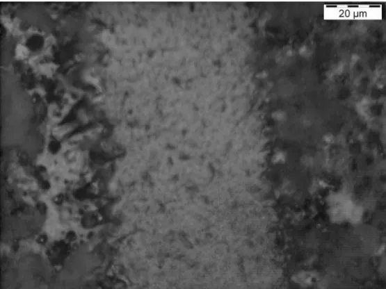 Fig. 4.19 Optical microscope photograph of waveguide fabricated by  using Nd:YAG laser writing in SOI, with writing power of 63% to 35W