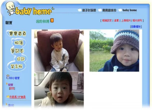 圖 3-3 Babyhome 寶貝家庭親子網-個人相簿空間 