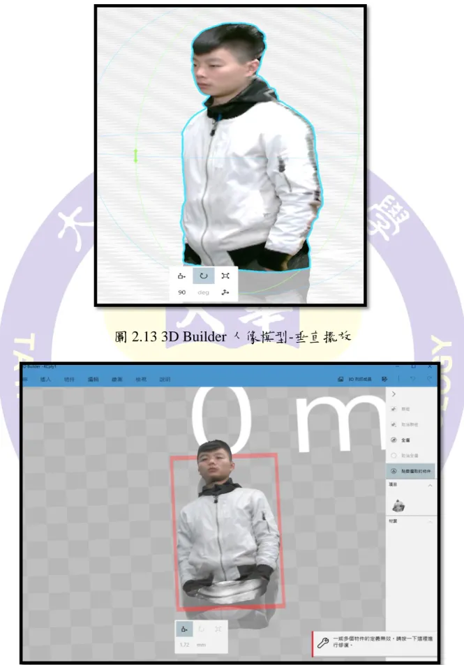 圖 2.13 3D Builder 人像模型-垂直擺放 