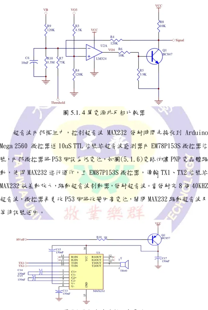 圖 5.1. 4 單電源非反相比較器 