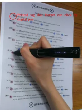 Figure 4. An example of using the digital pen in paper-based English learning 