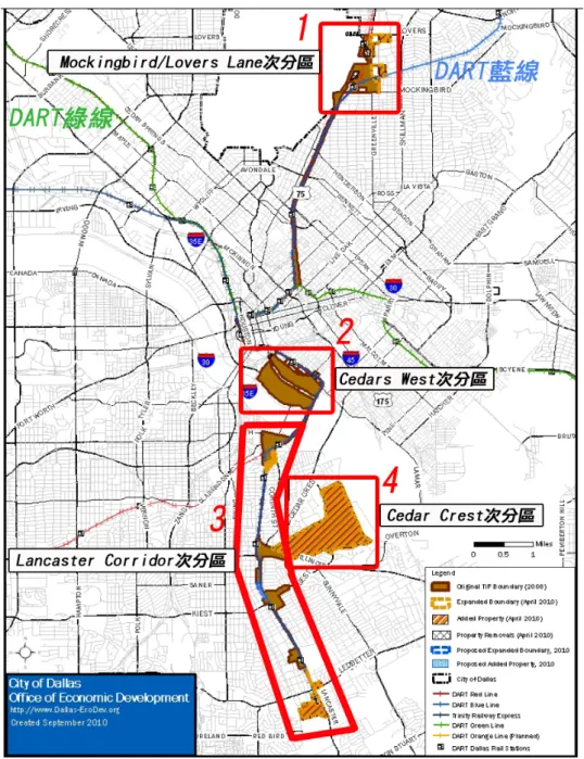 圖 7 DART 所劃設 TOD TID 區位圖  資料來源：Office of Economic Development, 2010 