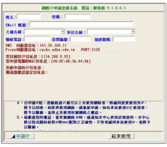 圖 2 所示。透過這個方法無法跨平台運作，IP 申請 者必須使用 Windows 系列作業系統並搭配 IE 瀏覽 器才有辦法完成 IP 申請的動作。 
