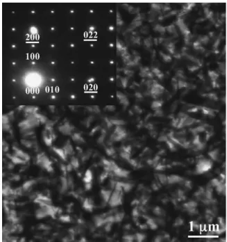 Fig. 3. An electron micrograph of the alloy aged at 450 ◦ C for 8 h (hkl = ␬-phase;