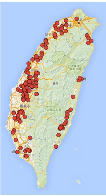 Fig. 3.  Distribution of the Trogoderma granarium survey sites in Taiwan. 