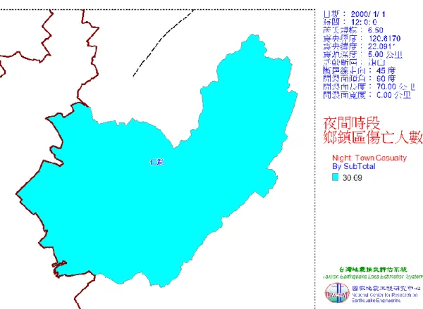 圖 3-1-12  仁武區旗山斷層地震夜間時段傷亡人數 