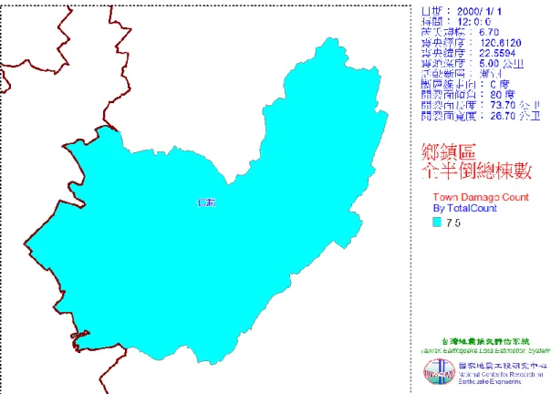 圖 3-1-22  仁武區潮州斷層地震鄉鎮區全半倒總棟數 