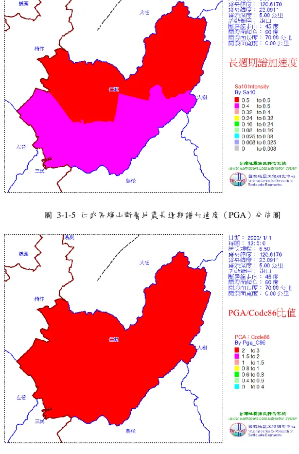 圖  3-1-6  仁武區旗山斷層地震 PGA/Code86 比值分佈圖 