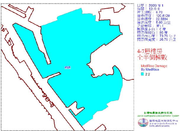 圖 3-1-20 前鎮區潮州斷層地震 4-7 層樓房全半倒棟數 