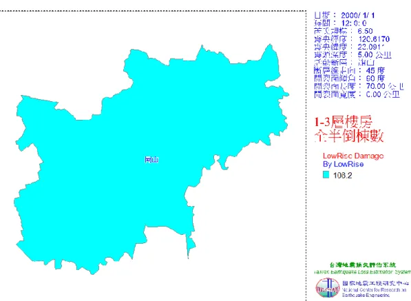圖  4-1-7  岡山區旗山斷層地震 1-3 層樓房全半倒棟數 