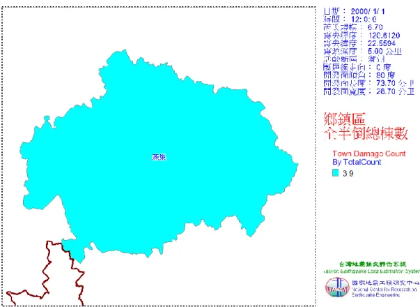 圖 3-1-22  燕巢區潮州斷層地震鄉鎮區全半倒總棟數 