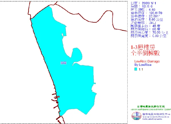 圖  3-1-7  茄萣區旗山斷層地震 1-3 層樓房全半倒棟數 