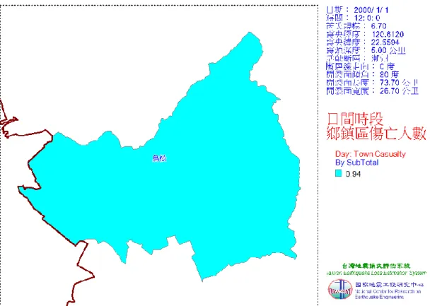 圖 3-1-23  鳥松區潮州斷層地震日間時段傷亡人數 